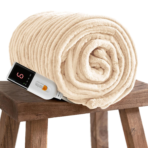 GOTCOZY Electric Heated Blanket Faux Fur Eggnog 130x160cm Washable DEMO