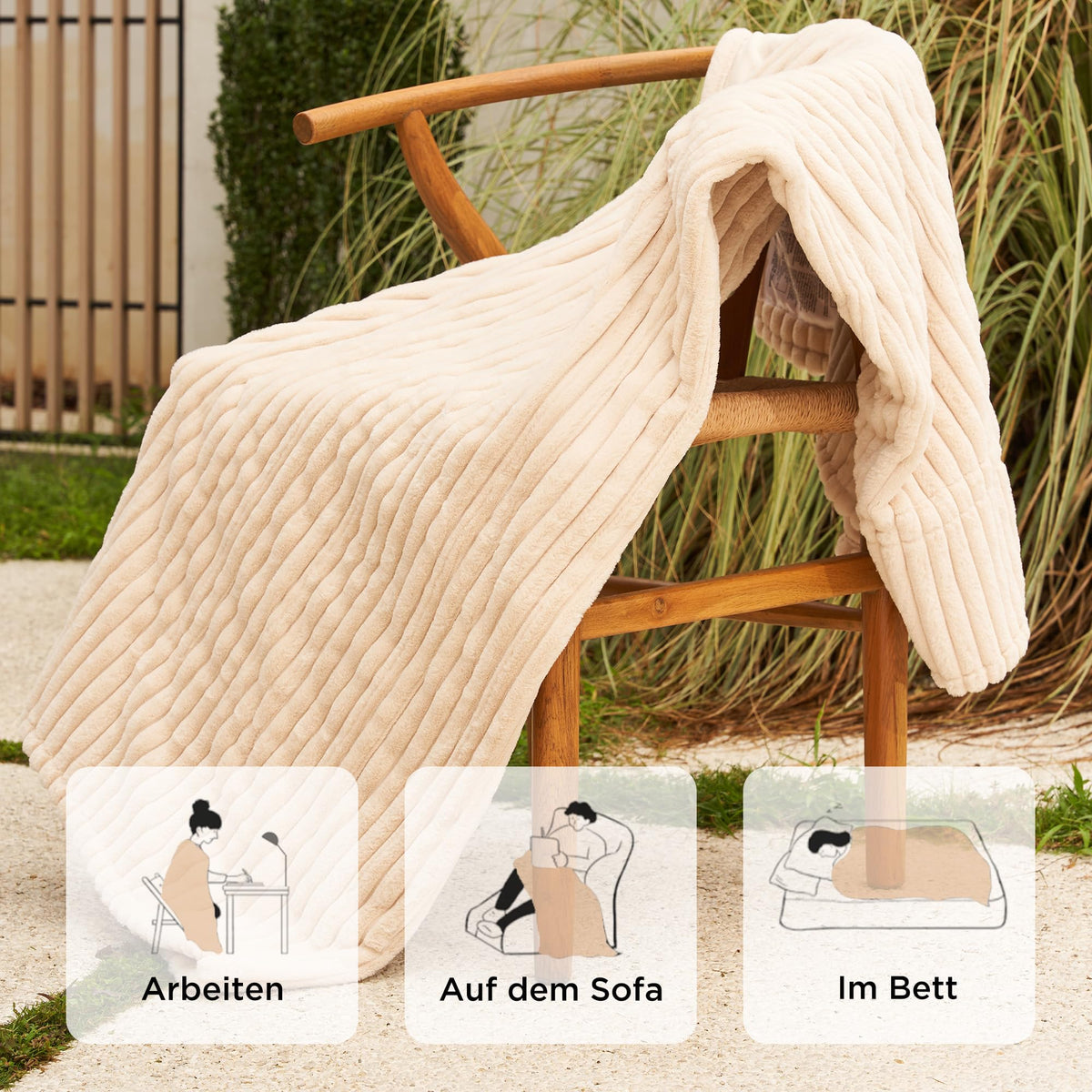 GOTCOZY Electric Heated Blanket Faux Fur Eggnog 130x160cm Washable DEMO