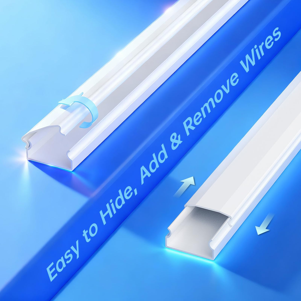 Delamu White Cable Sleeves for Wall Cord Hider Large 3-4 Wires NEW
