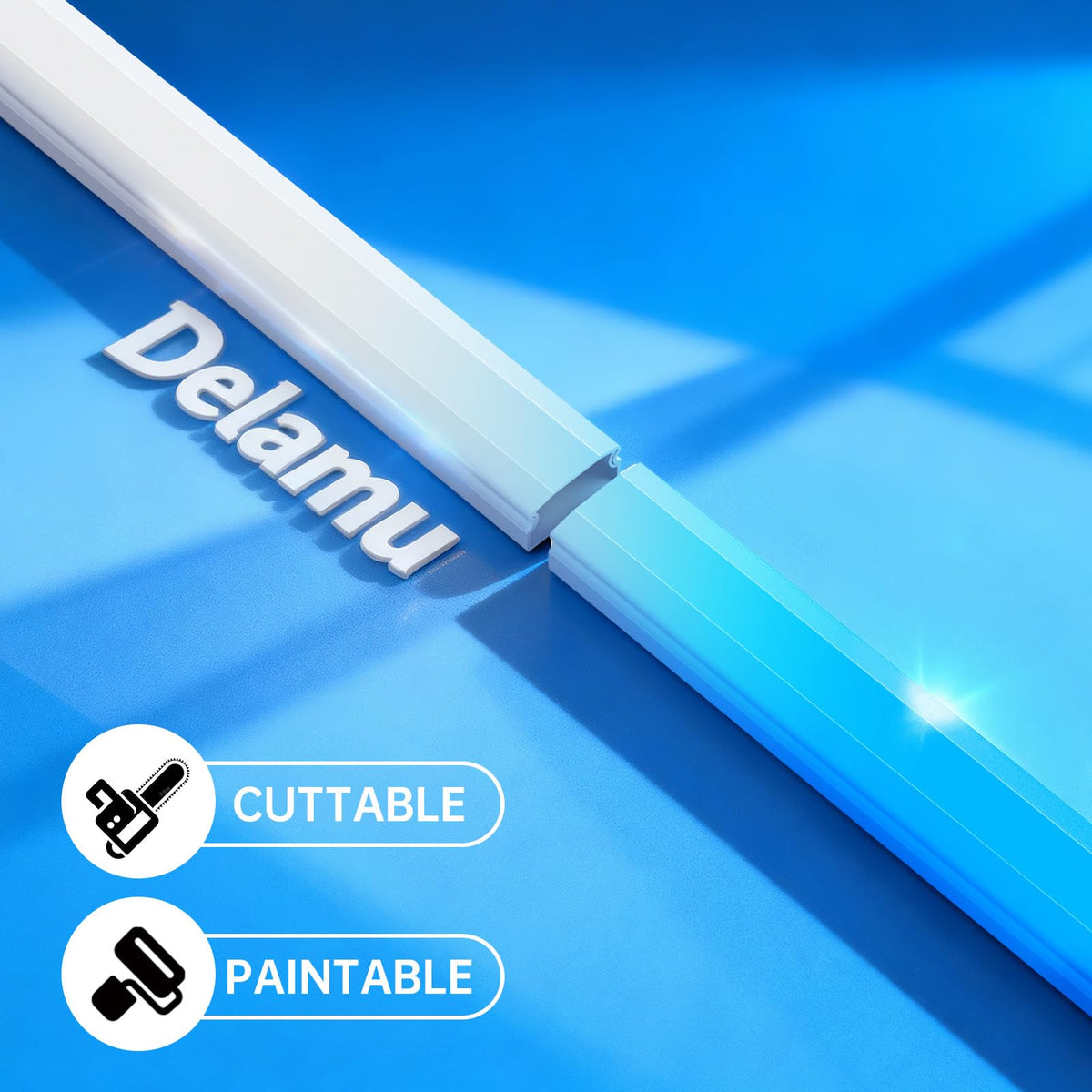 Delamu White Cable Sleeves for Wall Cord Hider Large 3-4 Wires NEW