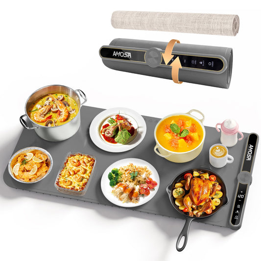 AMOSA Extra Large Warming Mat Roll Up Food Warmer Grey DEMO