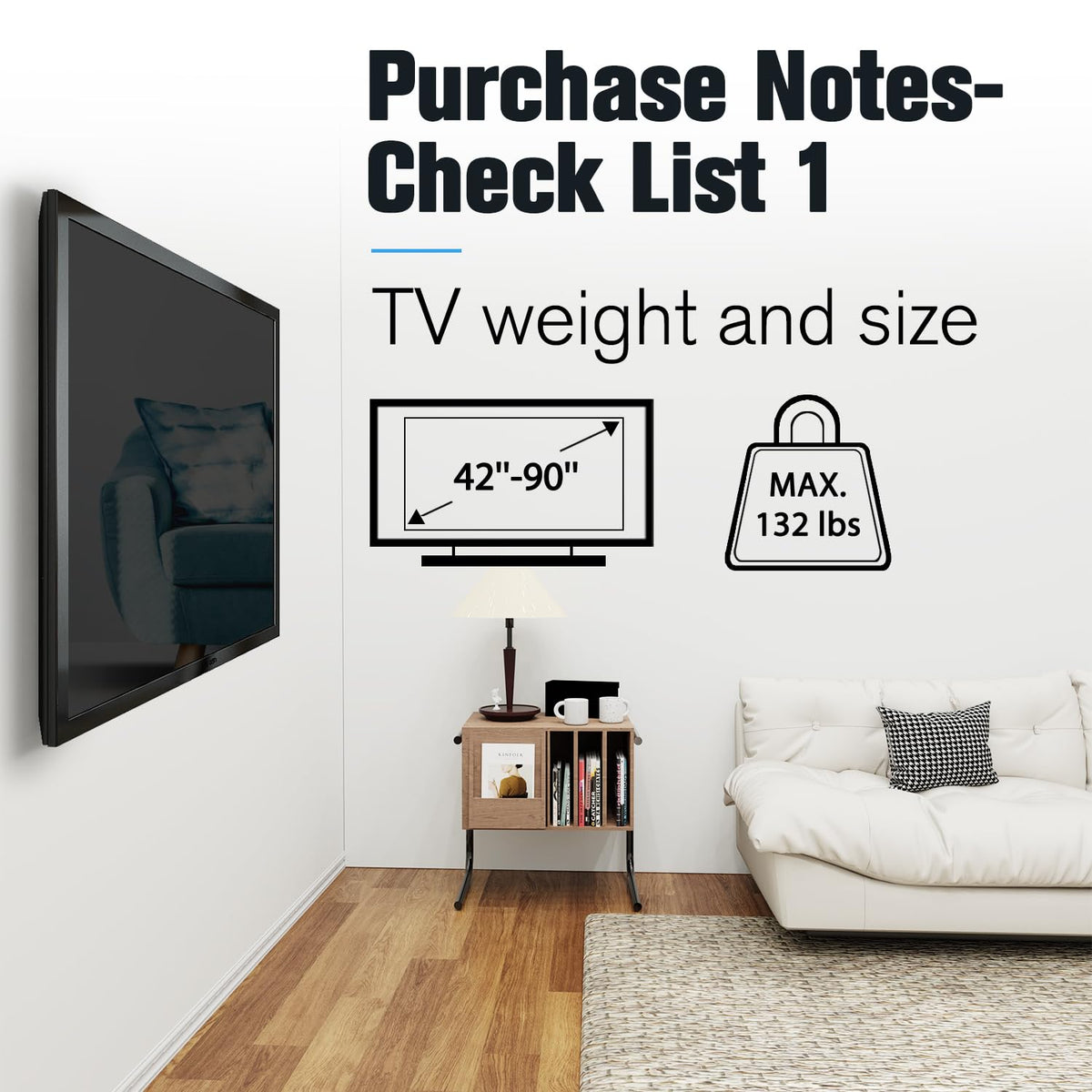 Mounting Dream Fixed TV Wall Mount Bracket 42-90" Black NEW