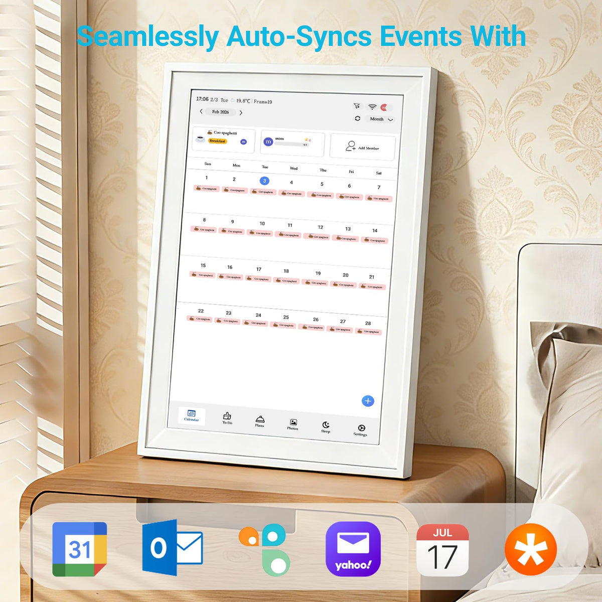 TRVL FIELDER Wall Calendars 15.6 Inch Smart WiFi Digital Calendar Planner DEMO
