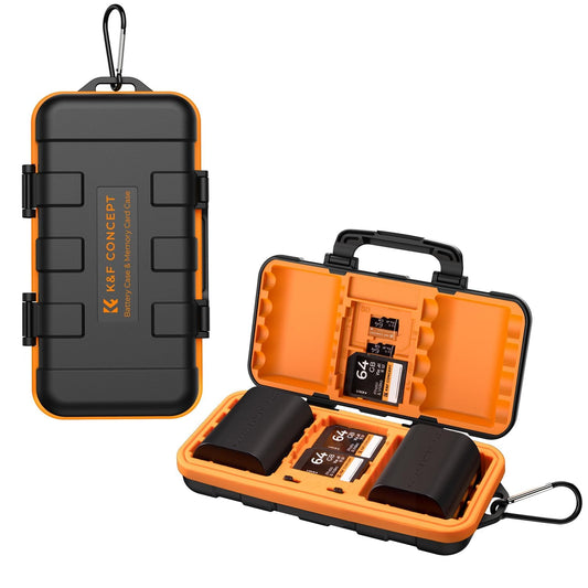 K&F Concept Orange Memory Card Case - 4 SD Slots & Battery Holder DEMO