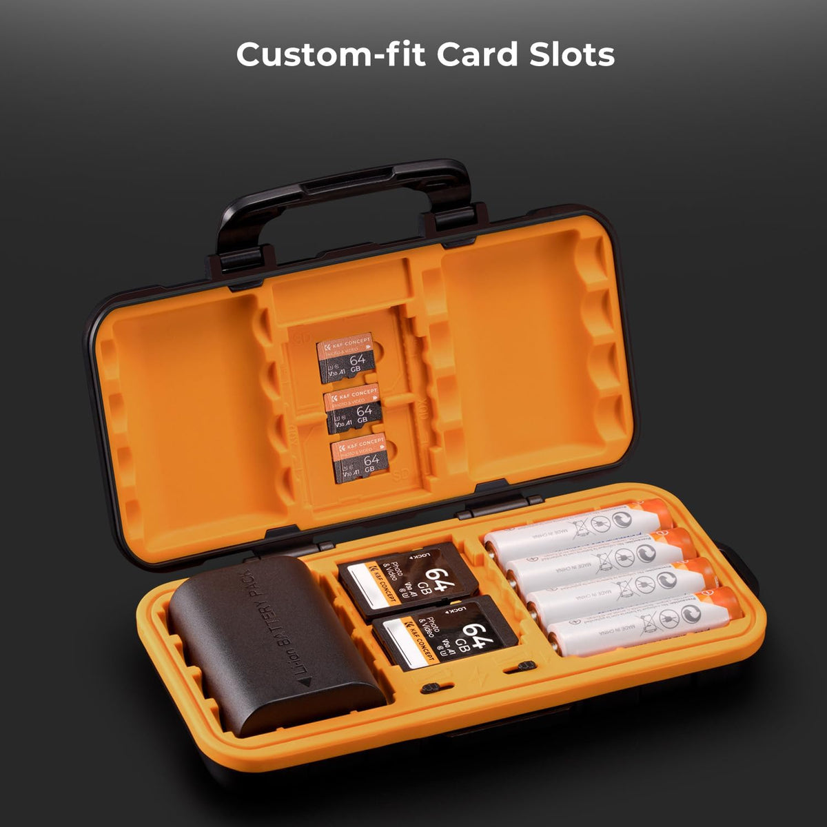 K&F Concept Orange Memory Card Case - 4 SD Slots & Battery Holder DEMO