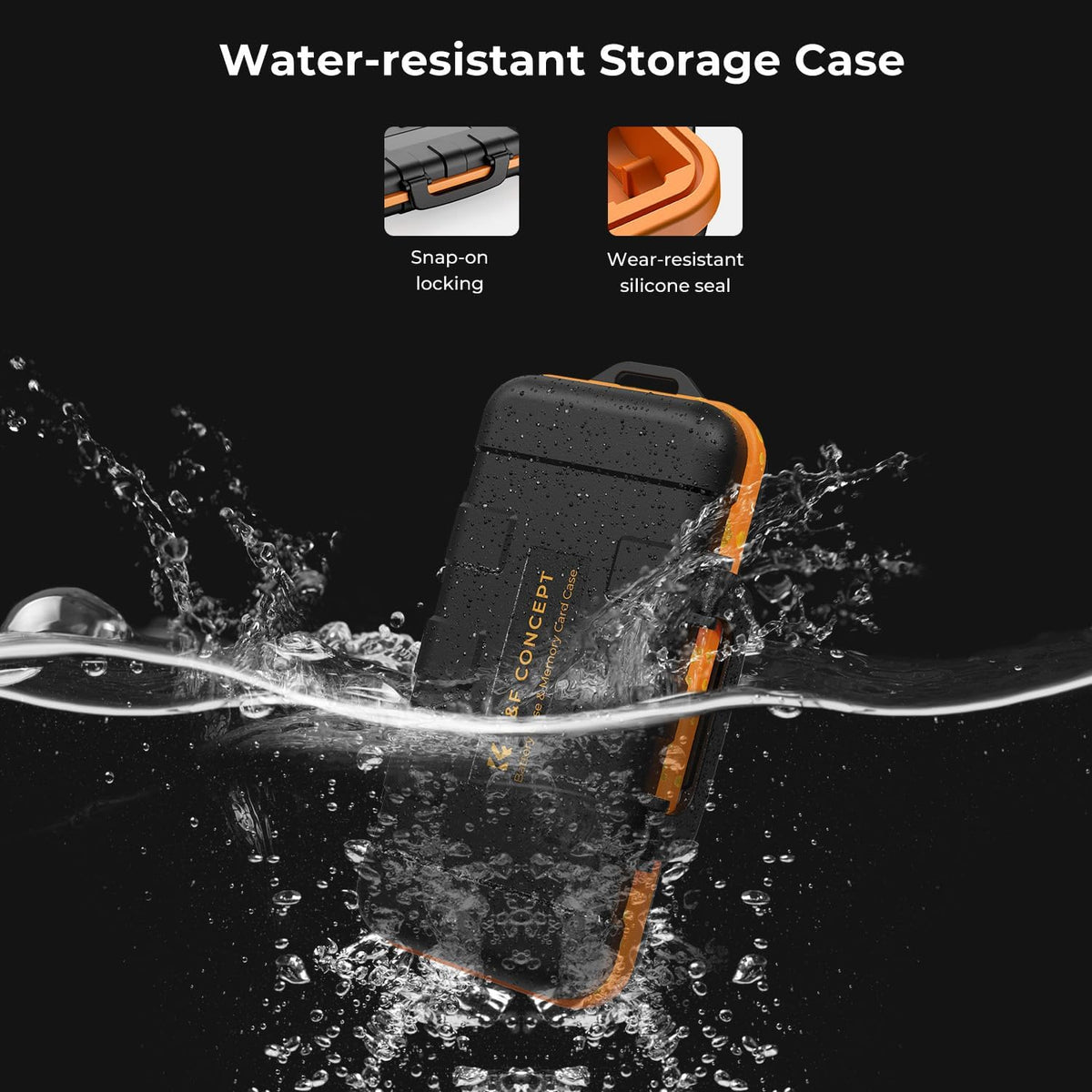 K&F Concept Orange Memory Card Case - 4 SD Slots & Battery Holder DEMO