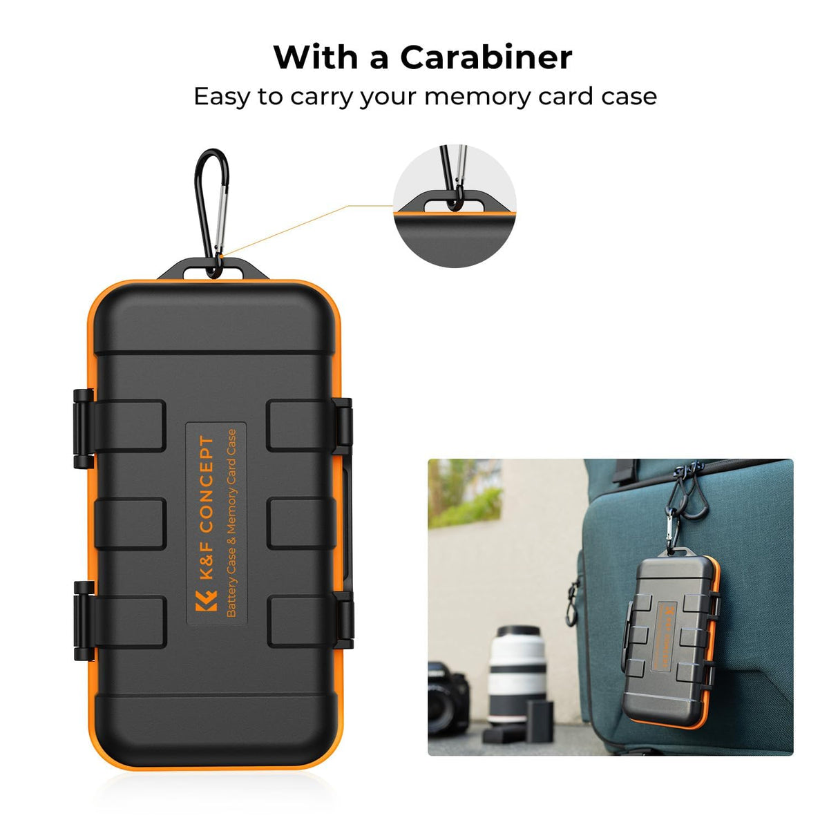 K&F Concept Orange Memory Card Case - 4 SD Slots & Battery Holder DEMO