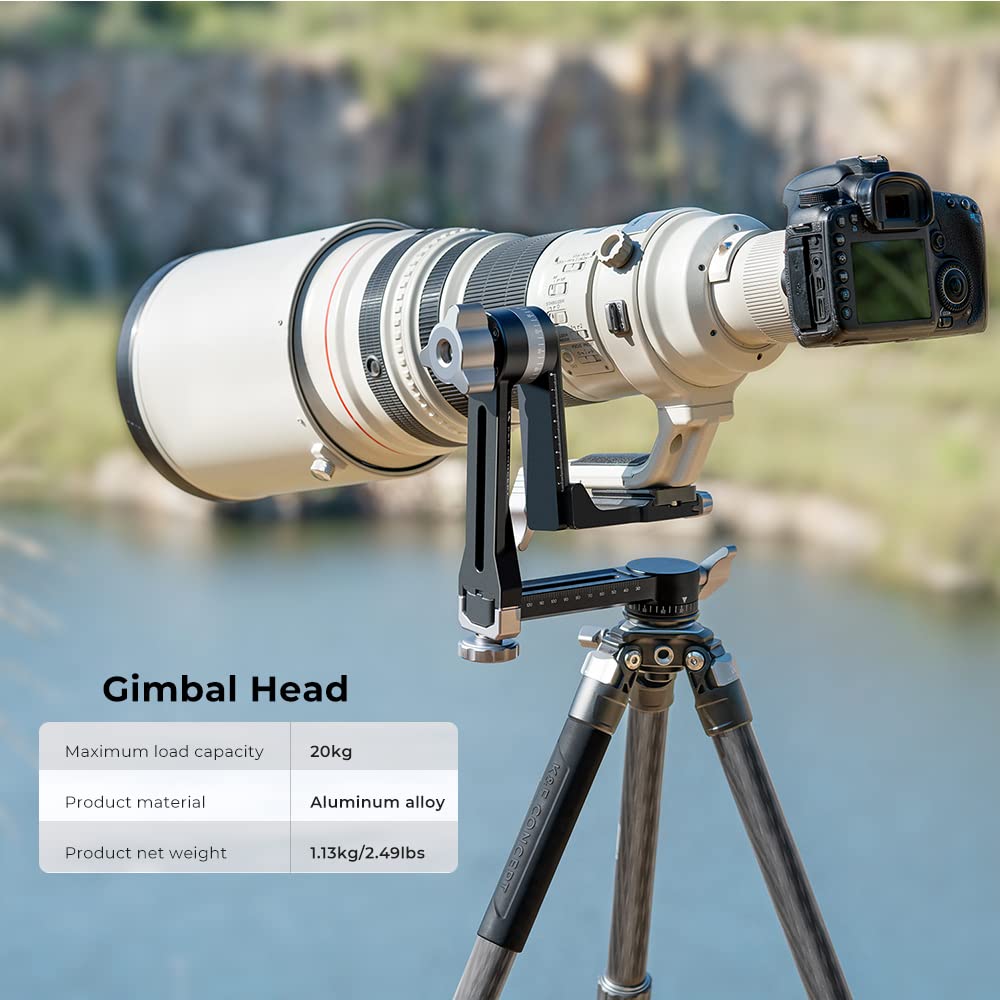 K&F CONCEPT Gimbal Tripod Head CNC Aluminium Black Camera Mount KF31.052 DEMO