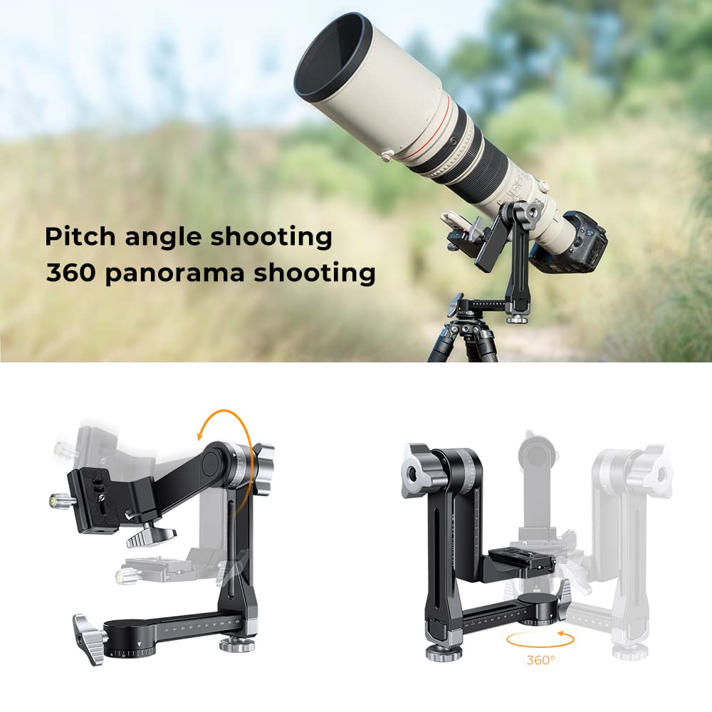 K&F CONCEPT Gimbal Tripod Head CNC Aluminium Black Camera Mount KF31.052 DEMO