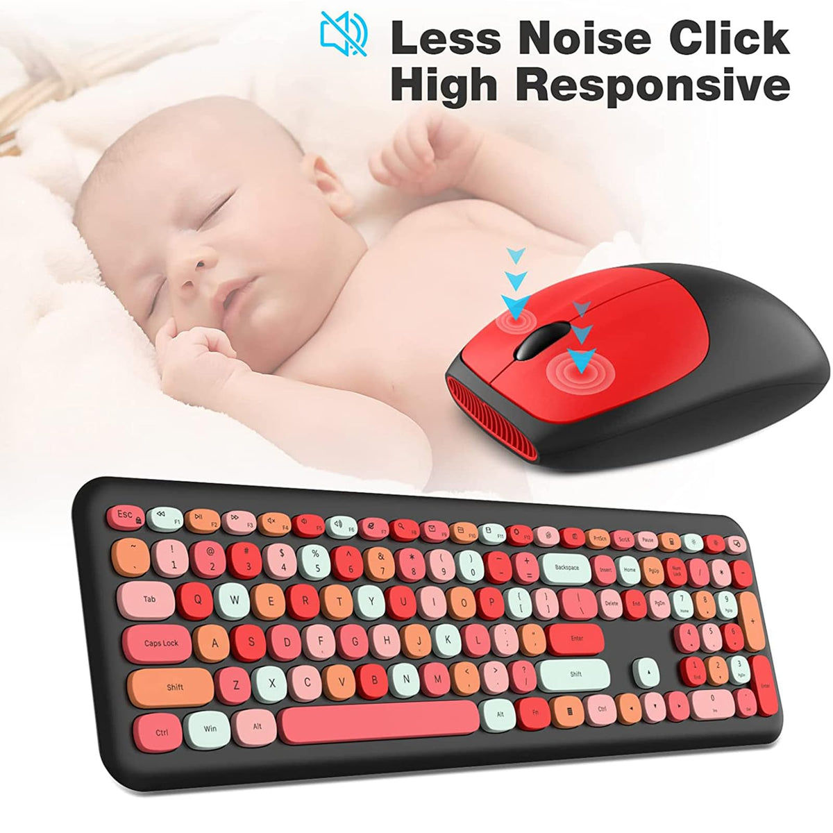 Mofii Wireless Keyboard and Mouse Combo 2.4GHz USB Black Red NEW