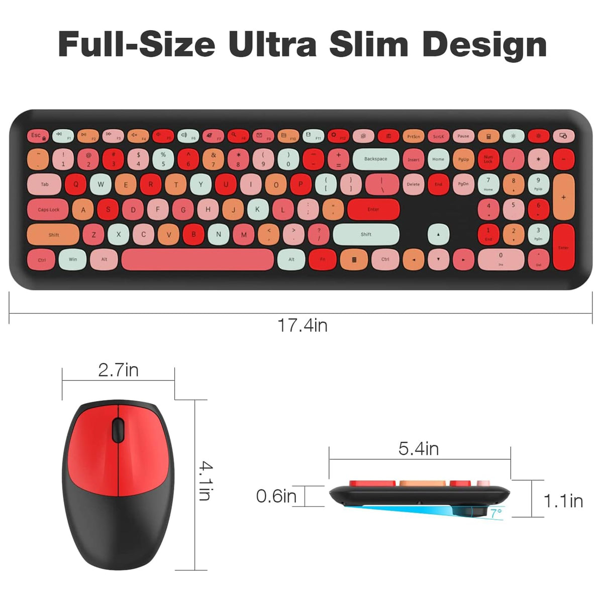Mofii Wireless Keyboard and Mouse Combo 2.4GHz USB Black Red NEW