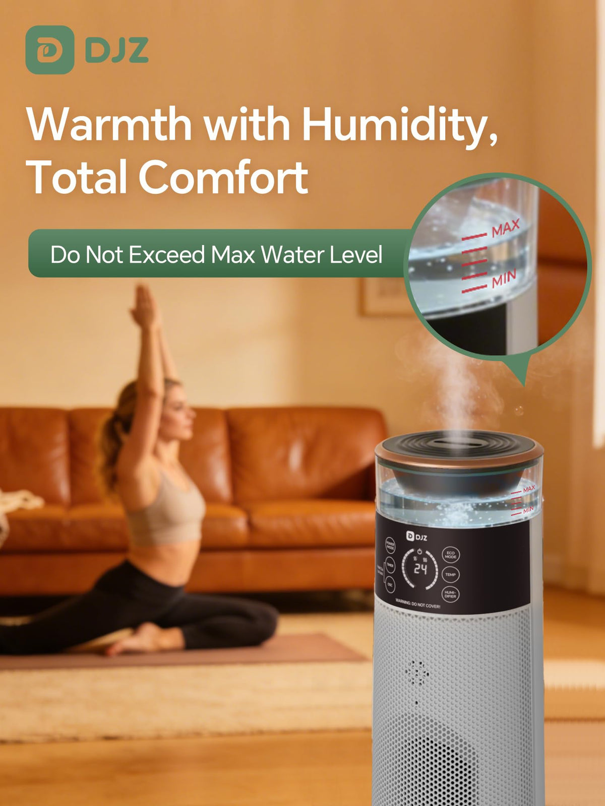 DJZ Electric Heating Fan Heater 2000W Oscillating Humidifier White NEW