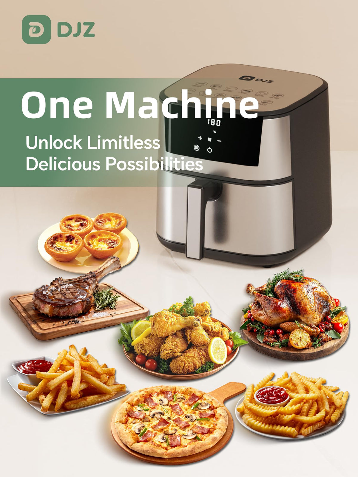 DJZ 7L Air Fryers Family Size Air Fryer with Rapid Crisp Technology DEMO