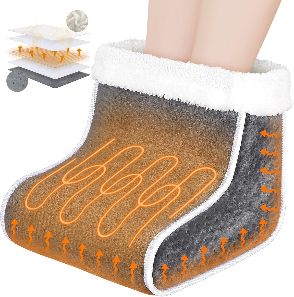 JiaoZoum Electric Heated Foot Warmer 6 Temperature Settings Grey Size 28cm NEW