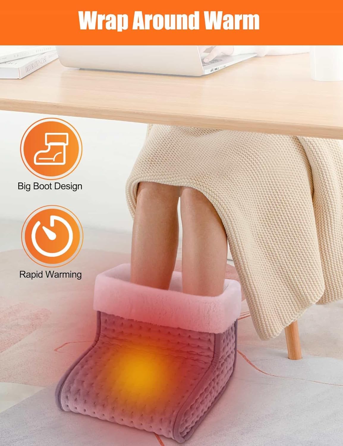 JiaoZoum Electric Heated Foot Warmer 6 Temperature Settings Grey Size 28cm NEW