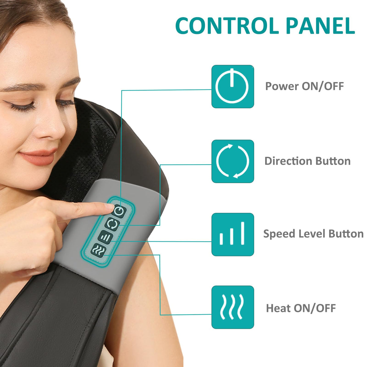 QZTHOU Electric Neck Massager with Heat Deep Tissue Shiatsu Grey DEMO