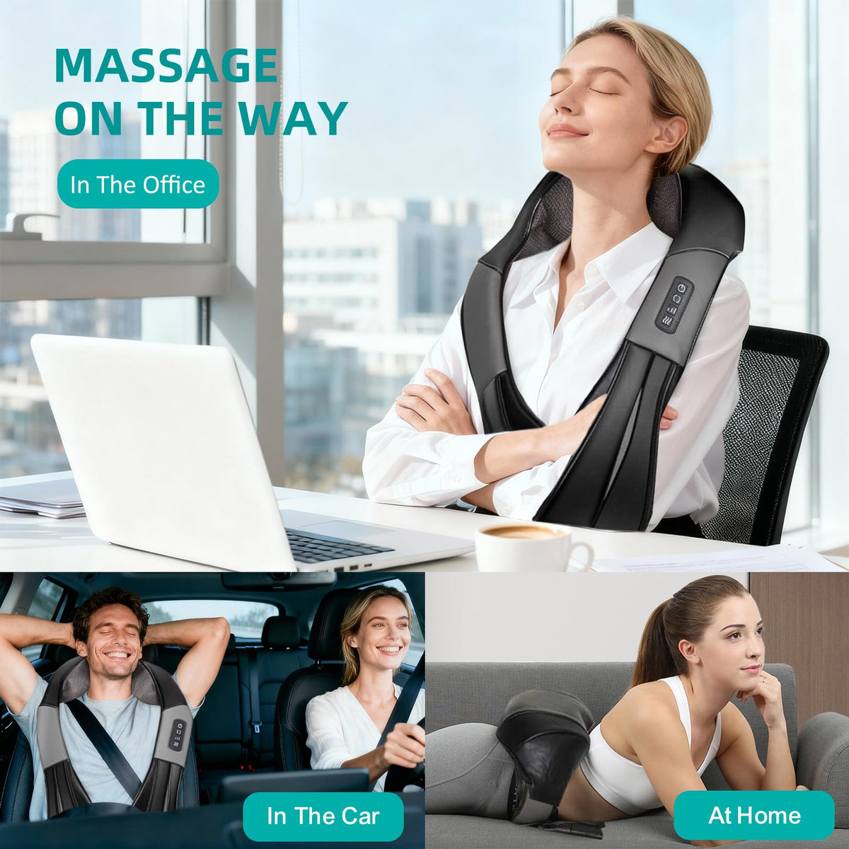 QZTHOU Electric Neck Massager with Heat Deep Tissue Shiatsu Grey DEMO