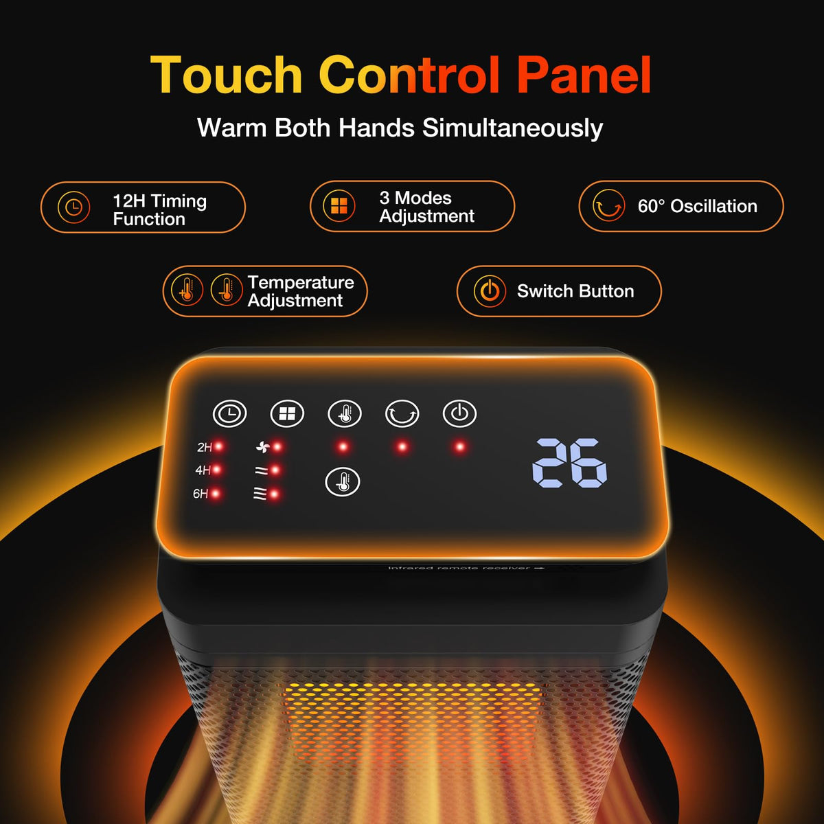 Cnkeeo Portable Heating Ceramic Space Heater 1500W Black for Bedroom NEW