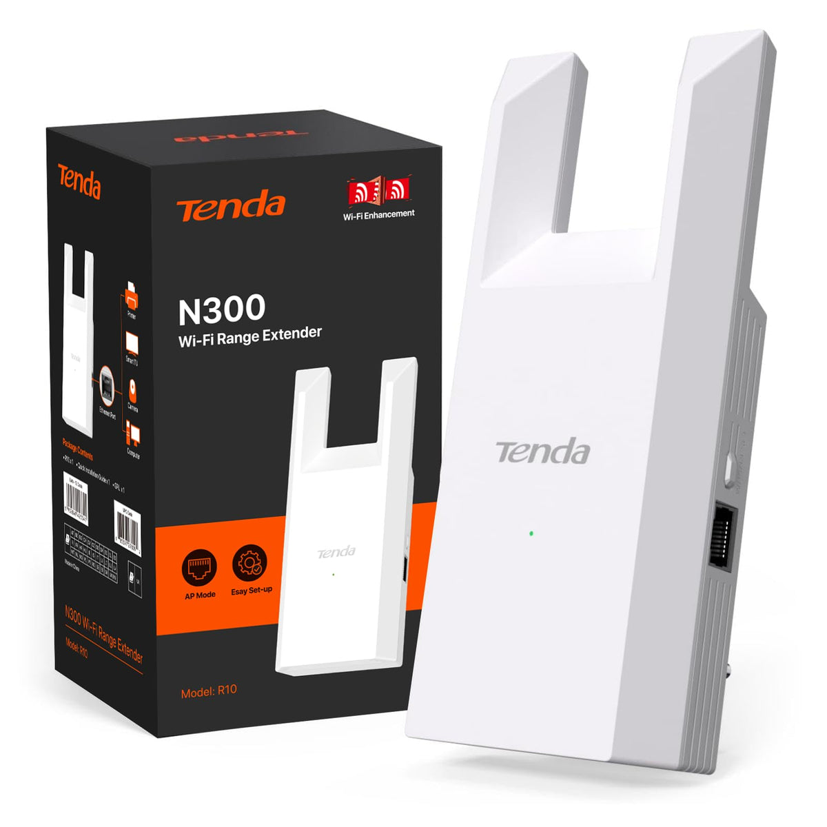 Tenda N300 WiFi Range Extender with Ethernet Port - White DEMO