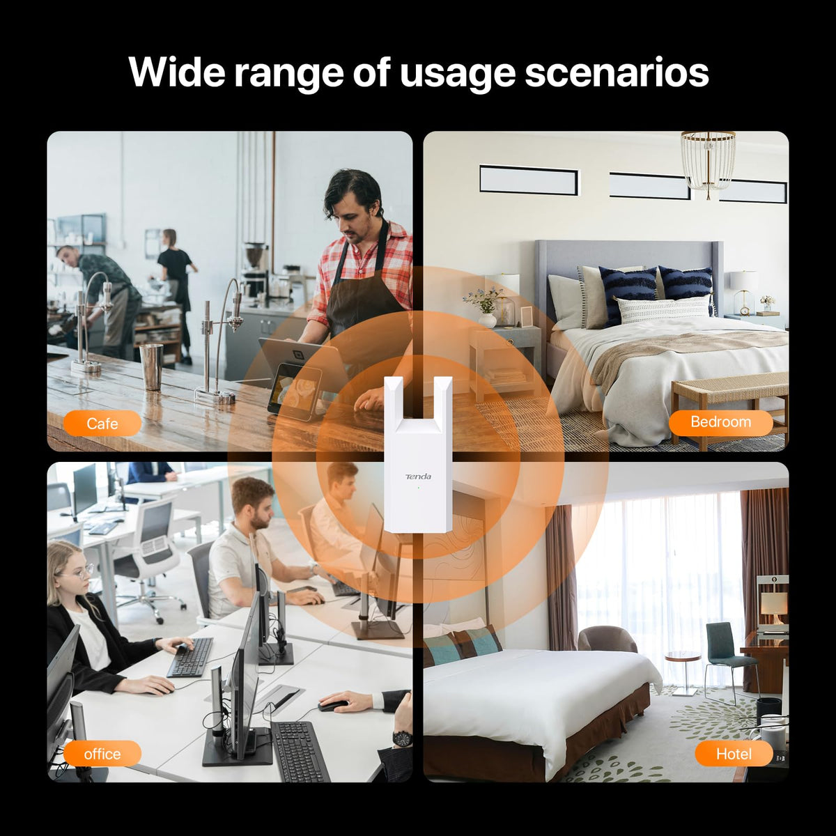Tenda N300 WiFi Range Extender with Ethernet Port - White DEMO