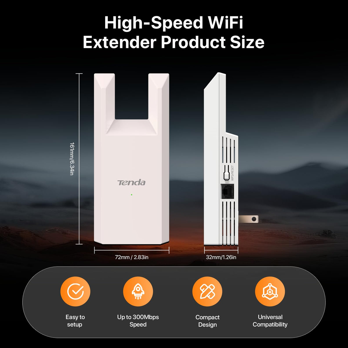 Tenda N300 WiFi Range Extender with Ethernet Port - White DEMO