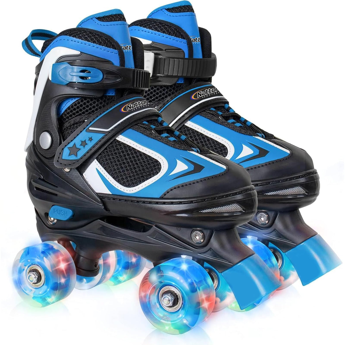 Nattork Kids Roller Skates Adjustable Quad Blue Small 10C-13C Size NEW