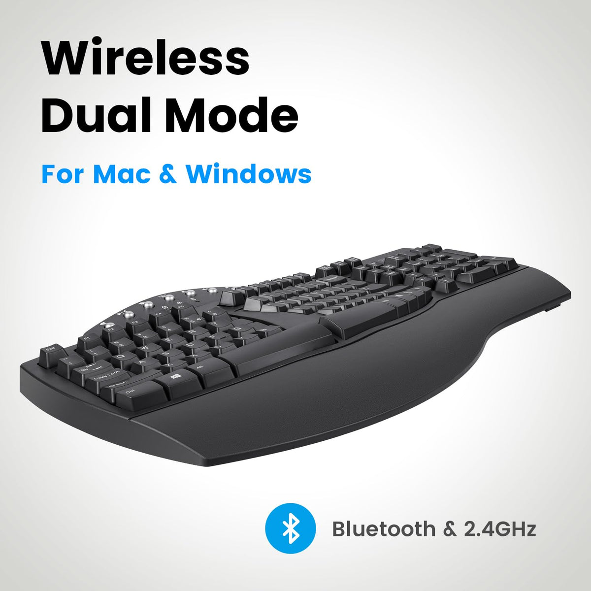 Perixx PERIBOARD-612 Keyboards Wireless Ergonomic Split Keyboard - Black NEW