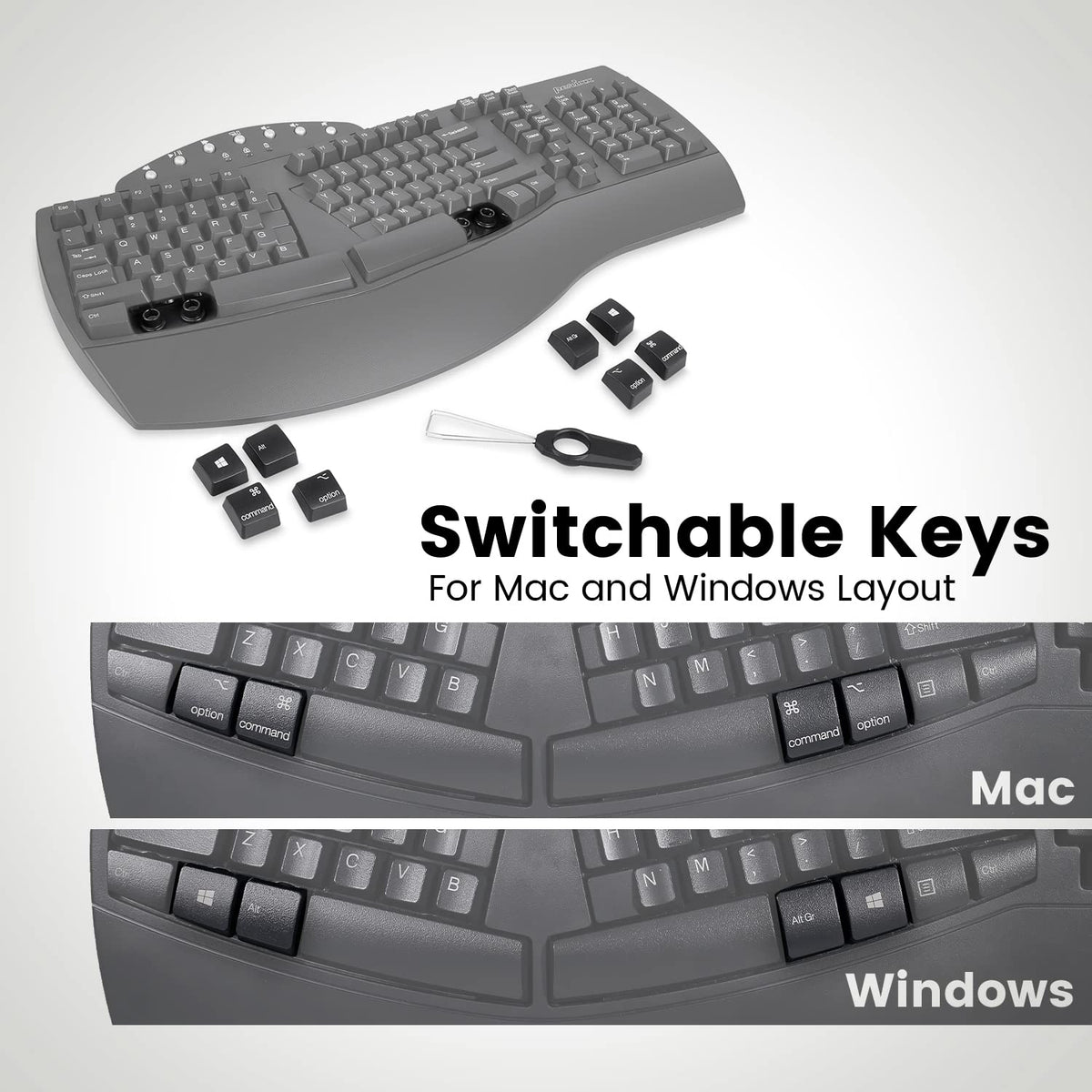 Perixx PERIBOARD-612 Keyboards Wireless Ergonomic Split Keyboard - Black NEW
