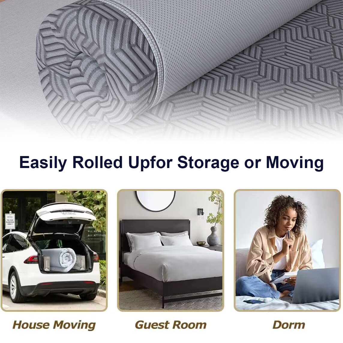 Sweetlove Queen Gel Memory Foam Mattress Topper in Grey Size Queen NEW