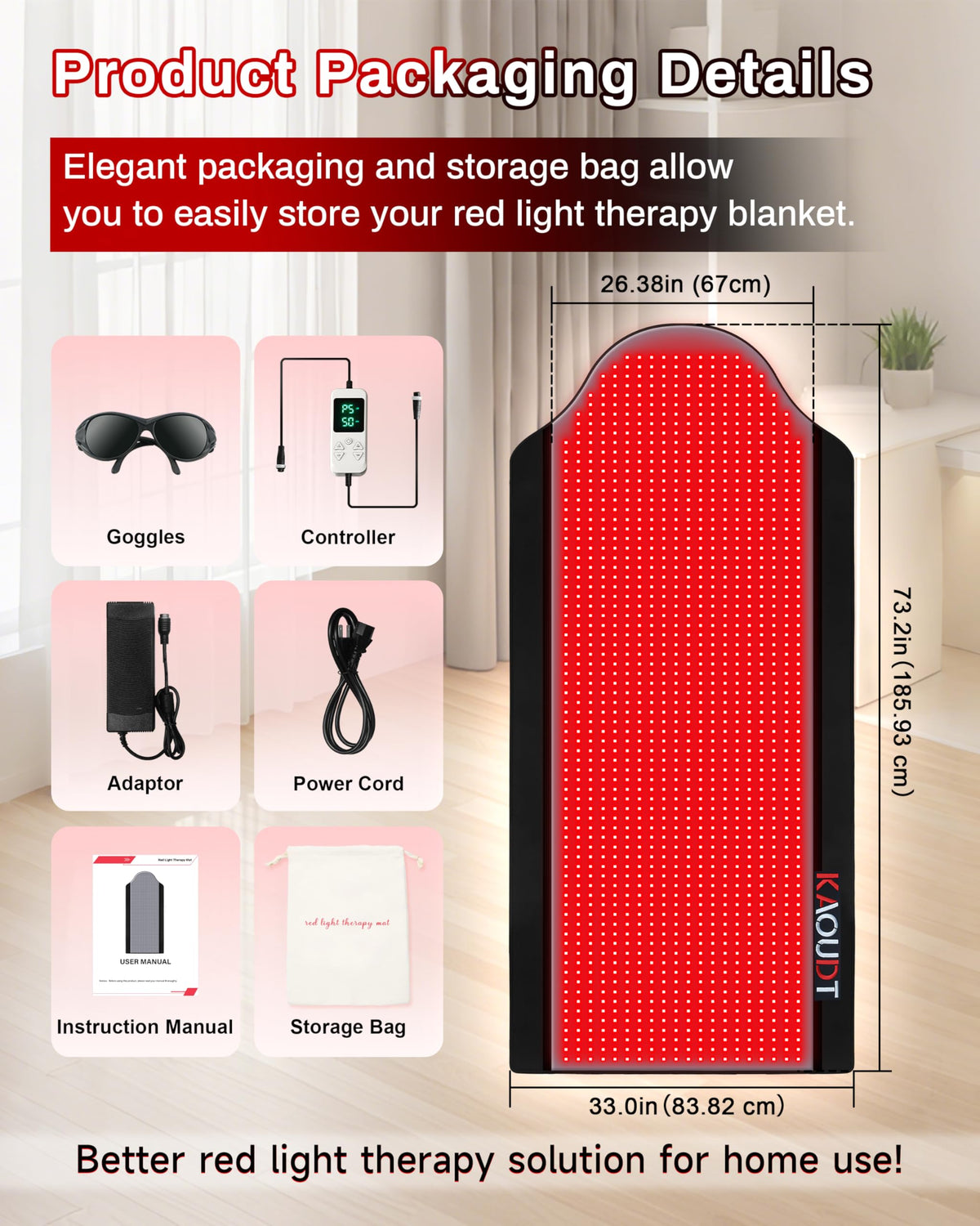 Kaoudt Medical-Grade Red Light Therapy Mat - Full Body Pain Relief DEMO