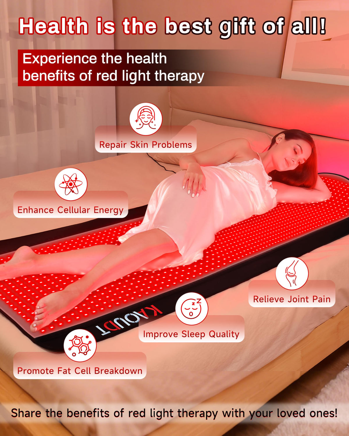 Kaoudt Medical-Grade Red Light Therapy Mat - Full Body Pain Relief DEMO