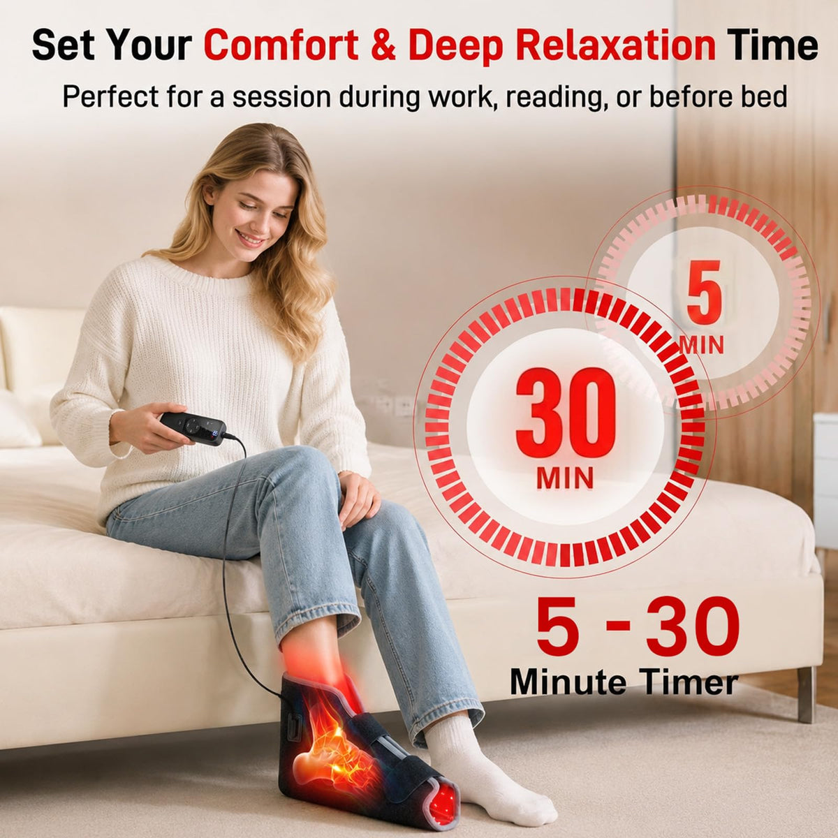 Cakani Red Light Therapy Wrap for Feet and Ankles with Heat LED DEMO