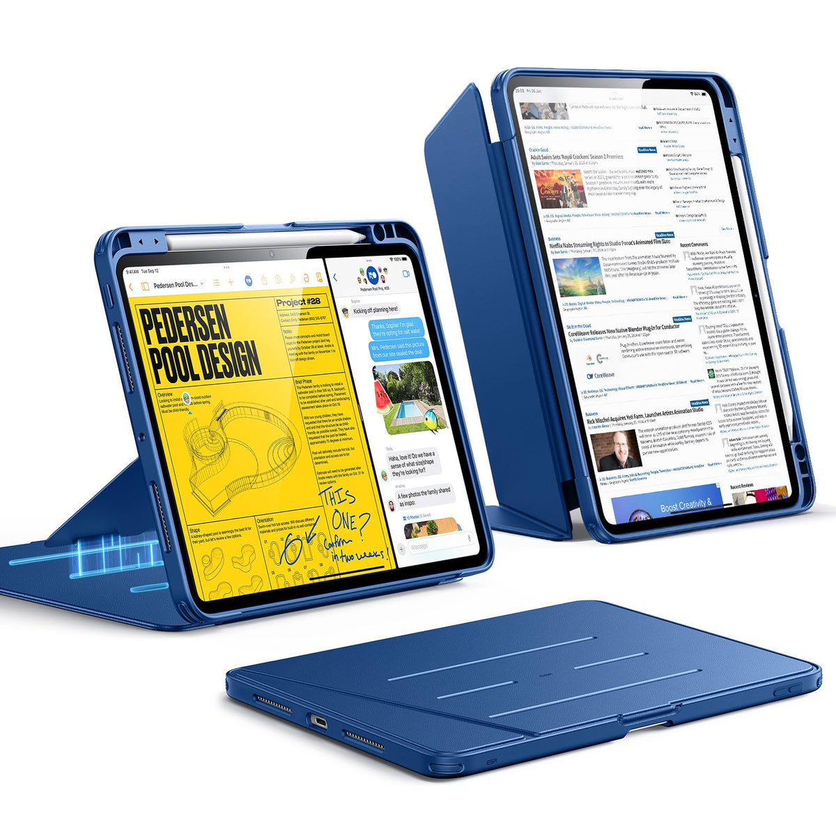 ESR iPad Cases Pro 11 Inch Case with Vertical Stand Navy Blue Cover DEMO