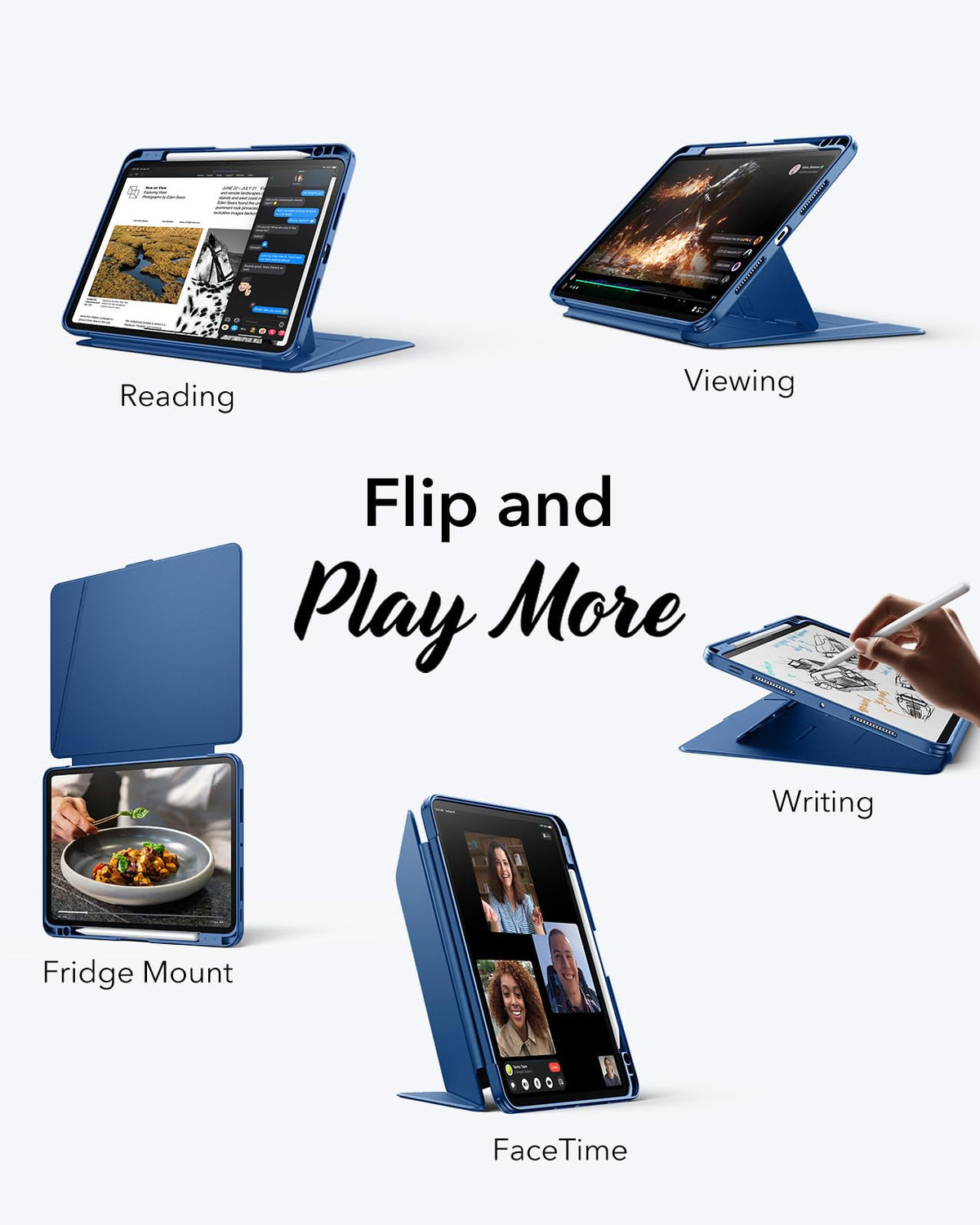 ESR iPad Cases Pro 11 Inch Case with Vertical Stand Navy Blue Cover DEMO