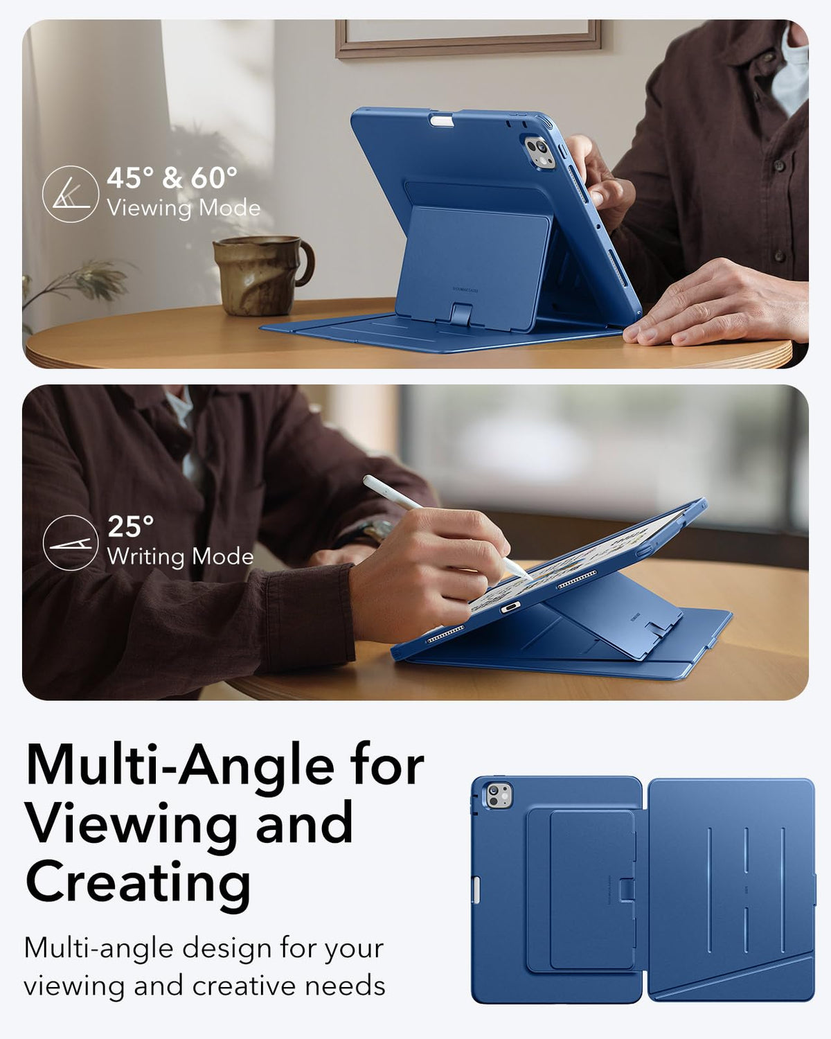 ESR iPad Cases Pro 11 Inch Case with Vertical Stand Navy Blue Cover DEMO