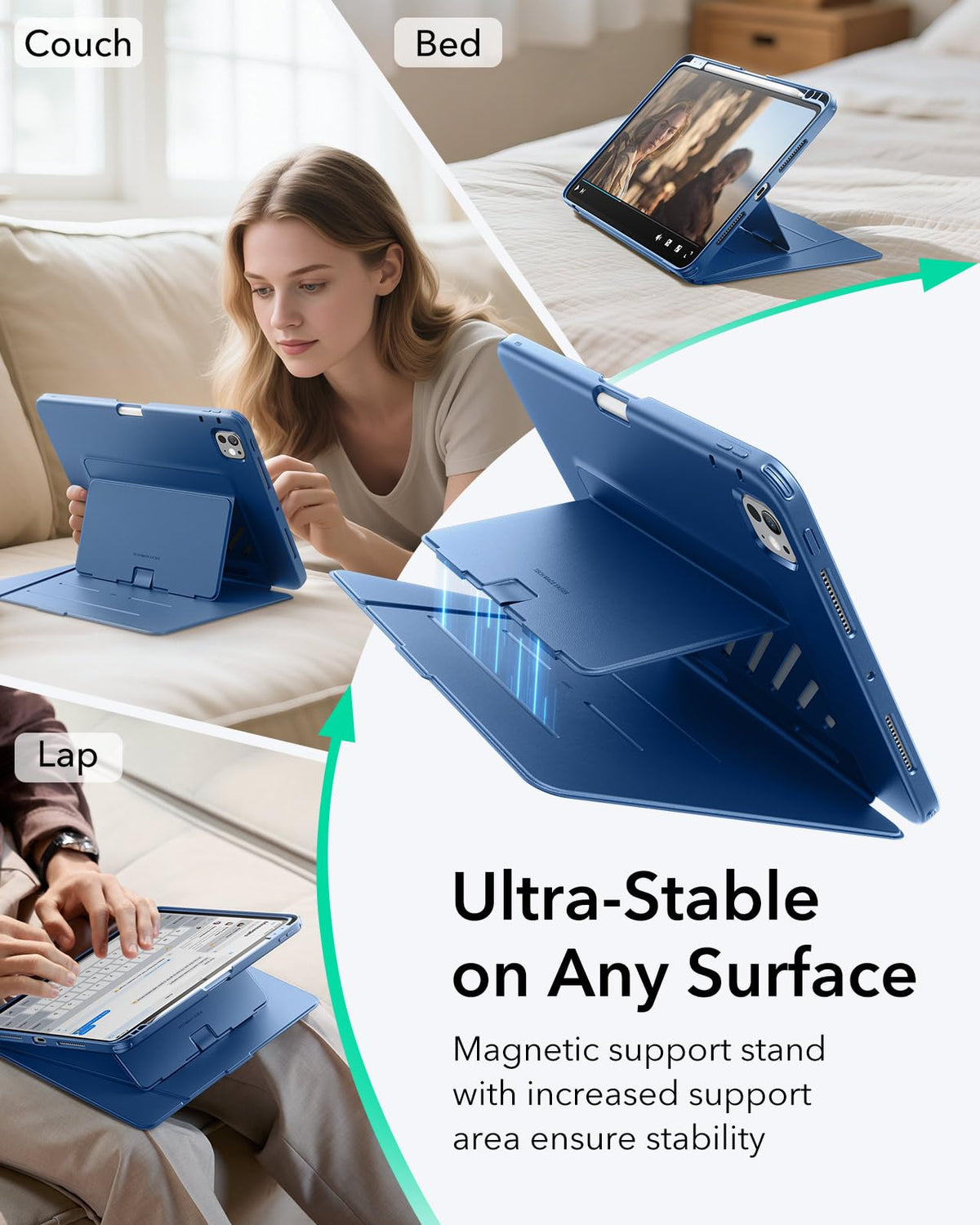 ESR iPad Cases Pro 11 Inch Case with Vertical Stand Navy Blue Cover DEMO