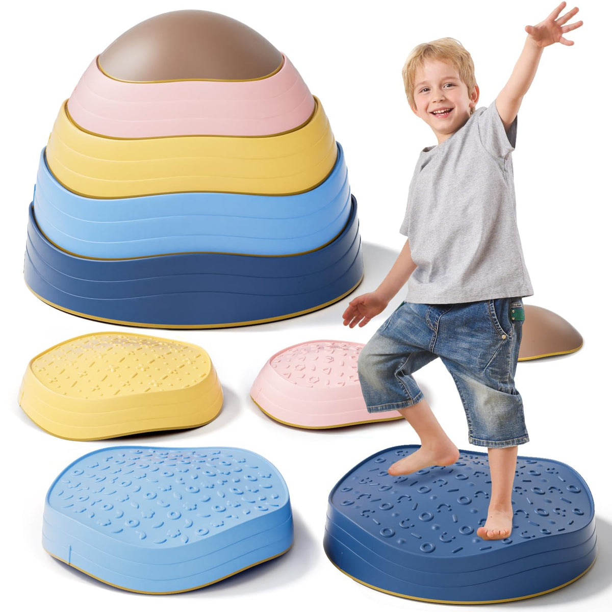 KidBloom Multicolor Balance Stepping Stones Sensory Toy Compact DEMO