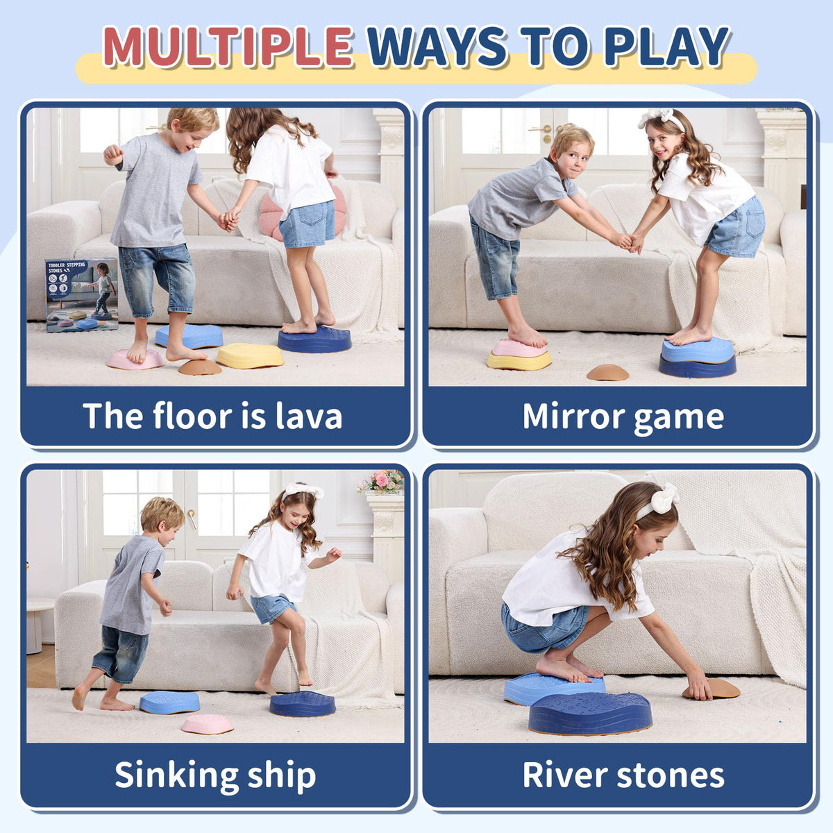 KidBloom Multicolor Balance Stepping Stones Sensory Toy Compact DEMO