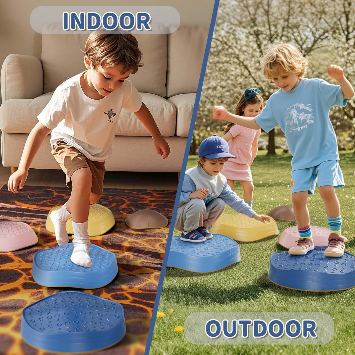 KidBloom Multicolor Balance Stepping Stones Sensory Toy Compact DEMO