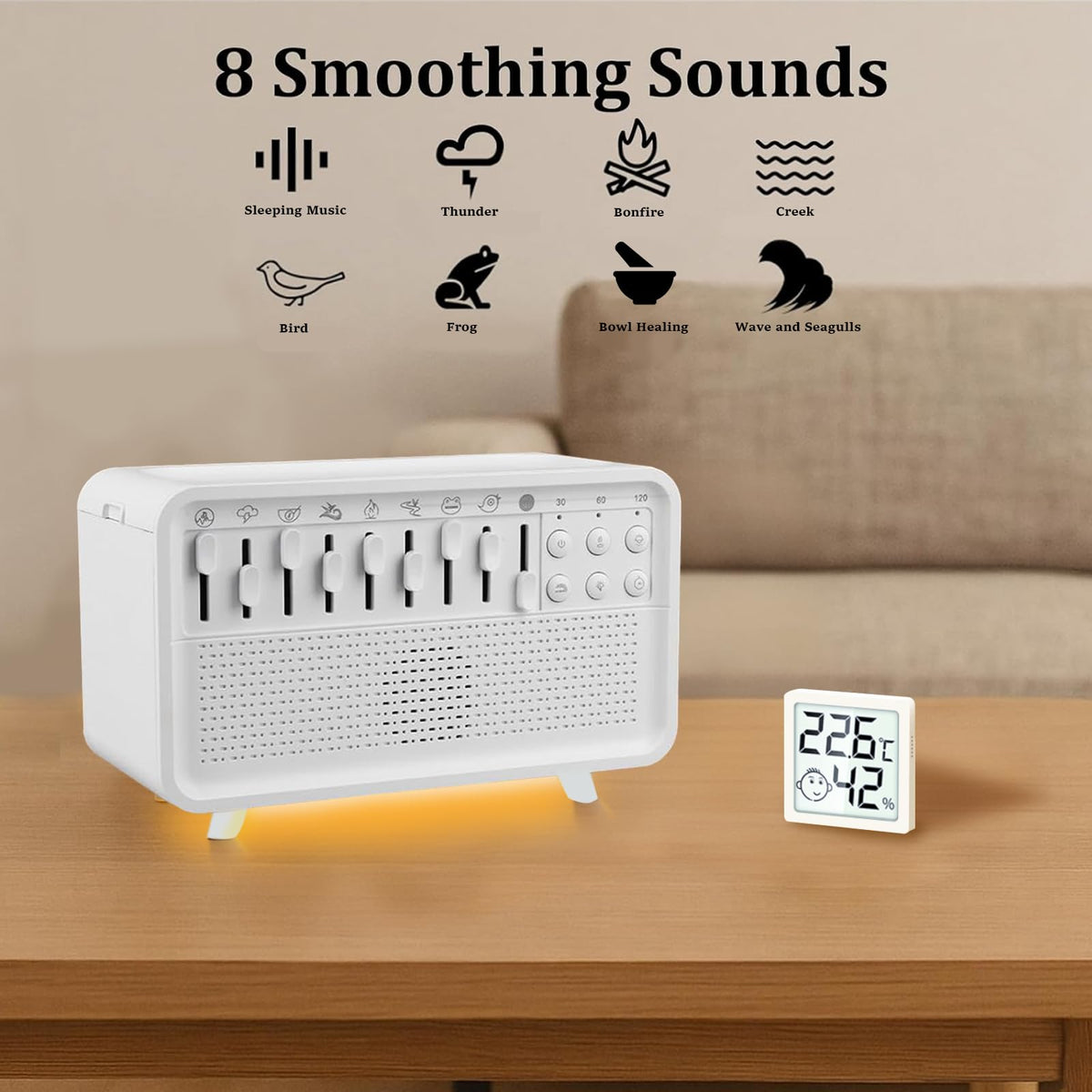 Baowor White Noise Humidifier with Night Light 4-in-1 Sound Machine NEW