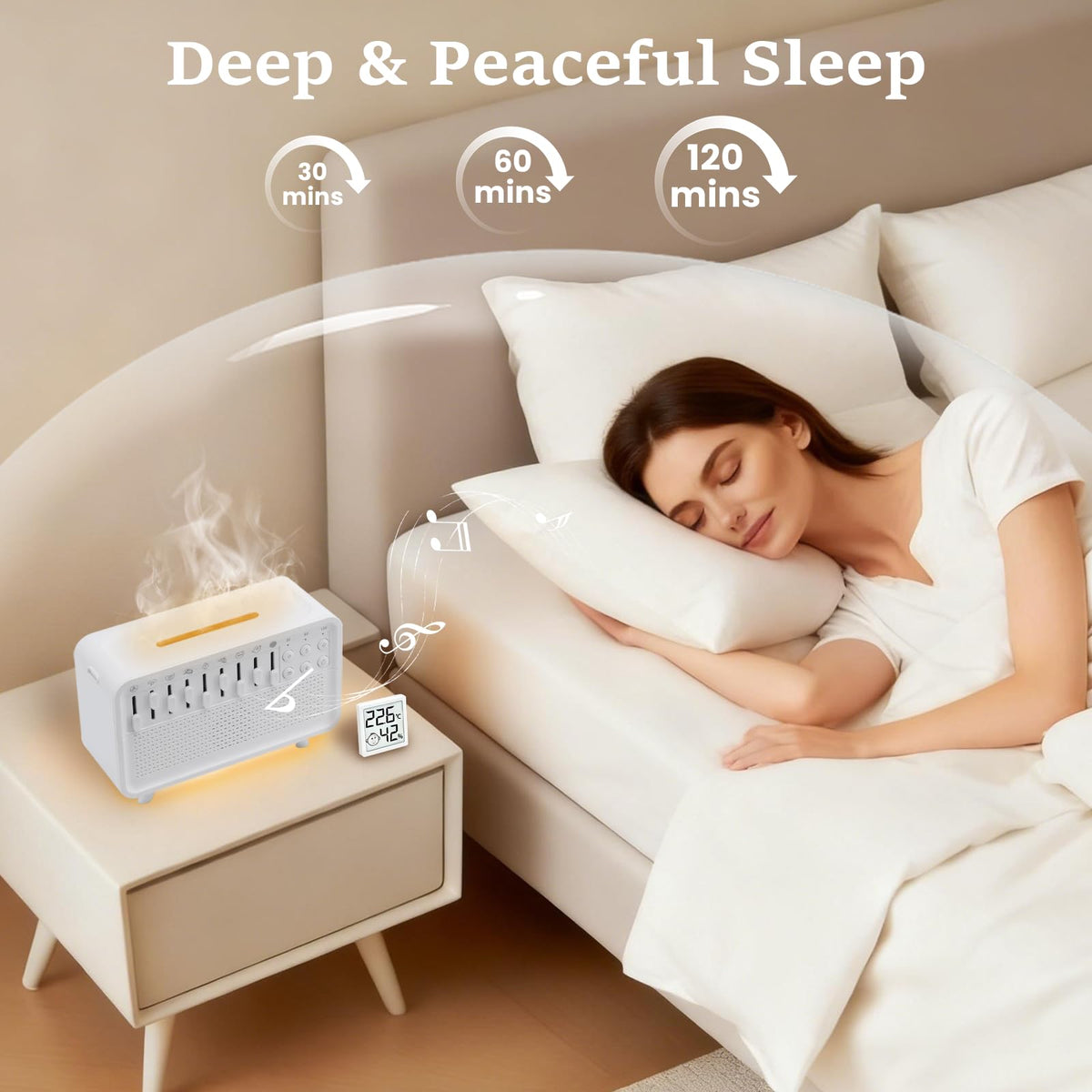 Baowor White Noise Humidifier with Night Light 4-in-1 Sound Machine NEW