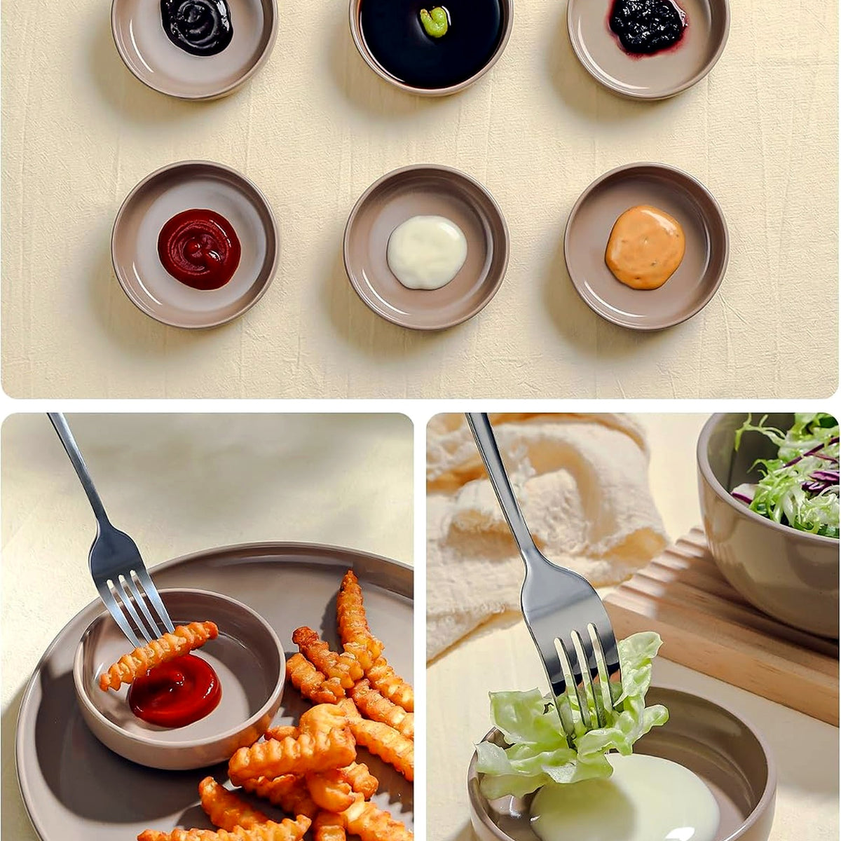 Famiware Ceramic Bowl Sets Soy Sauce Dipping Bowls Set Cinnamon Brown 6 Pce NEW