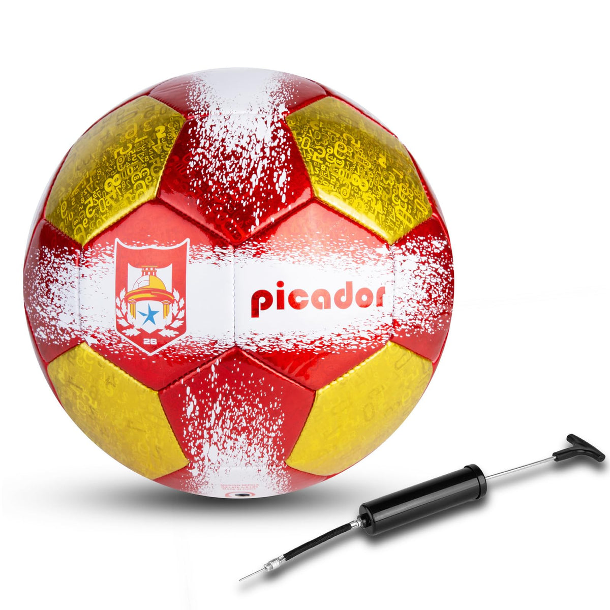PP PICADOR Size 4 Soccer Ball Red/Yellow Laser Leather Training & Pump NEW