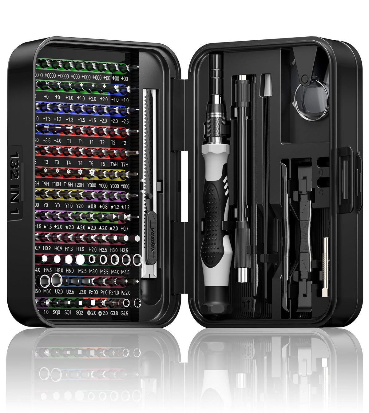 YESDEX Precision Screwdriver Set 132 Magnetic Bits Black Tools DEMO