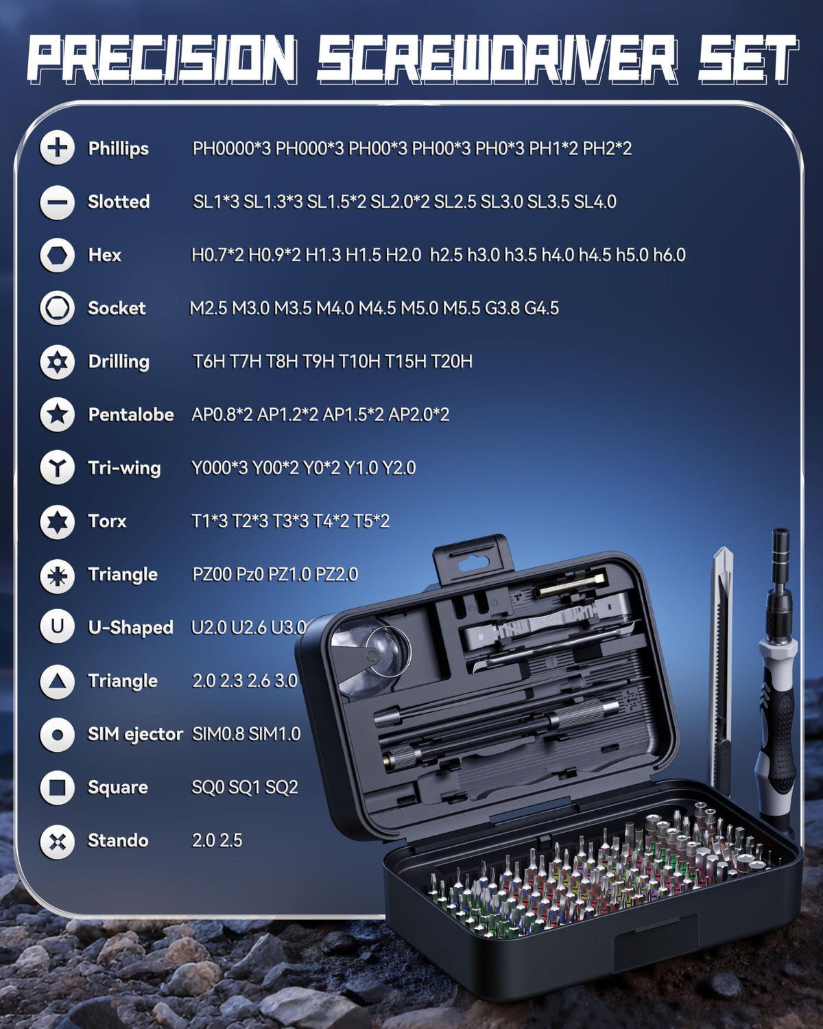 YESDEX Precision Screwdriver Set 132 Magnetic Bits Black Tools DEMO