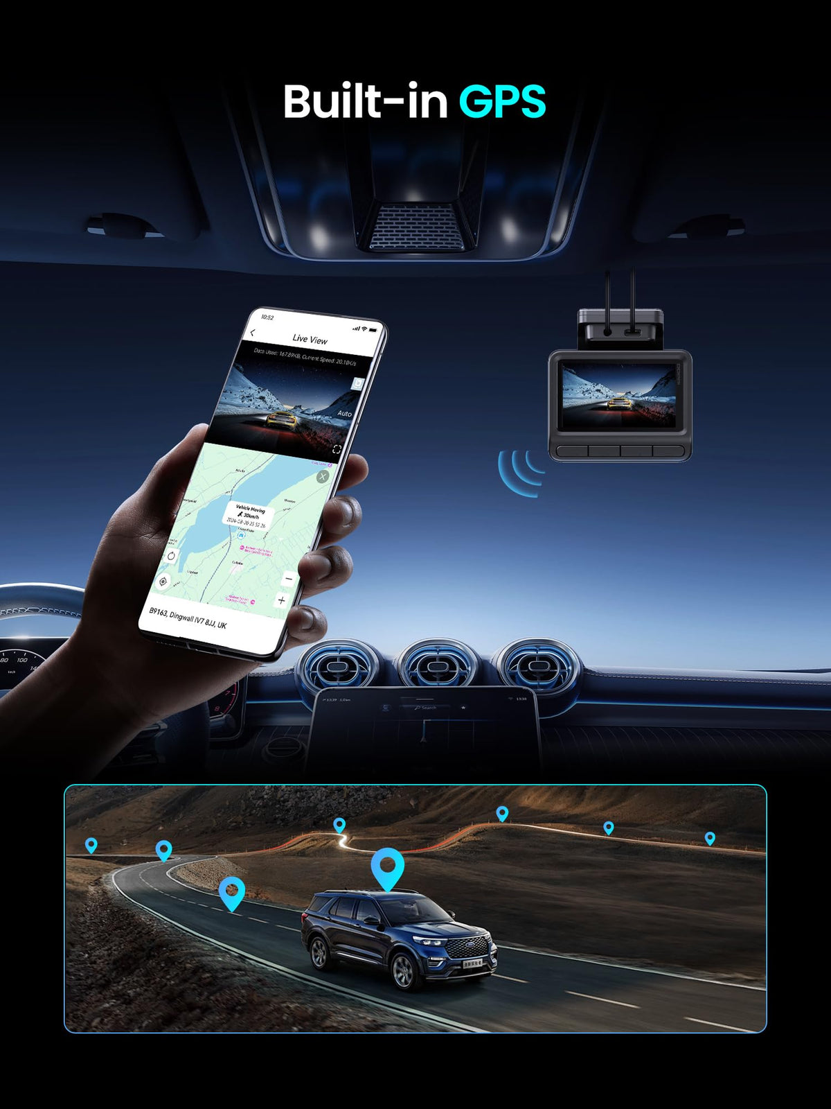 DDPAI 4K On-Dash-Monitoring Front and Rear Dash Cam for Cars with 64GB DEMO