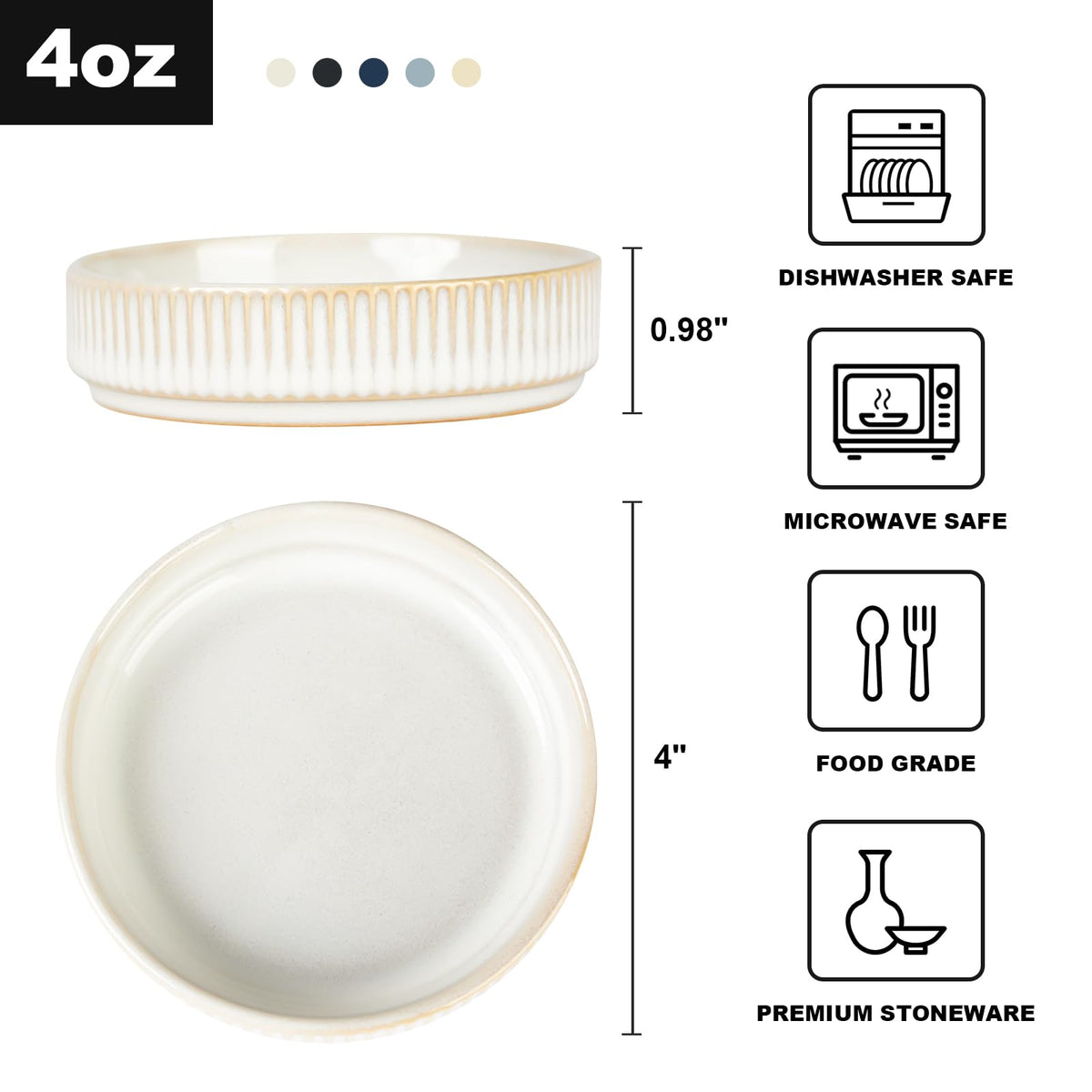 Famiware Soy Bowl Sets Sauce Dipping Bowls Set of 6 Star-Cappuccino White NEW