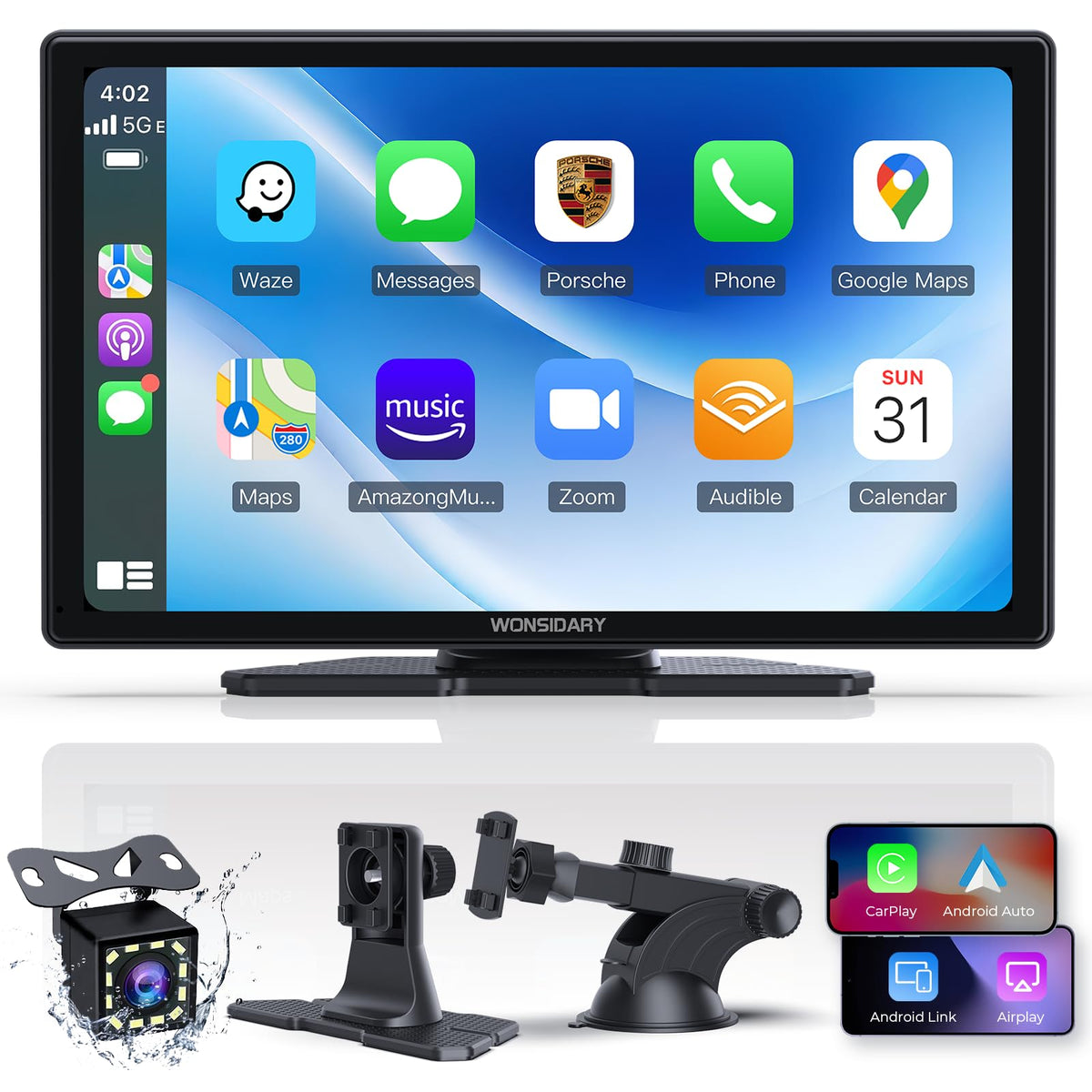 Wonsidary 9 Car Electronics Inch HD IPS Wireless Apple CarPlay Android Auto NEW