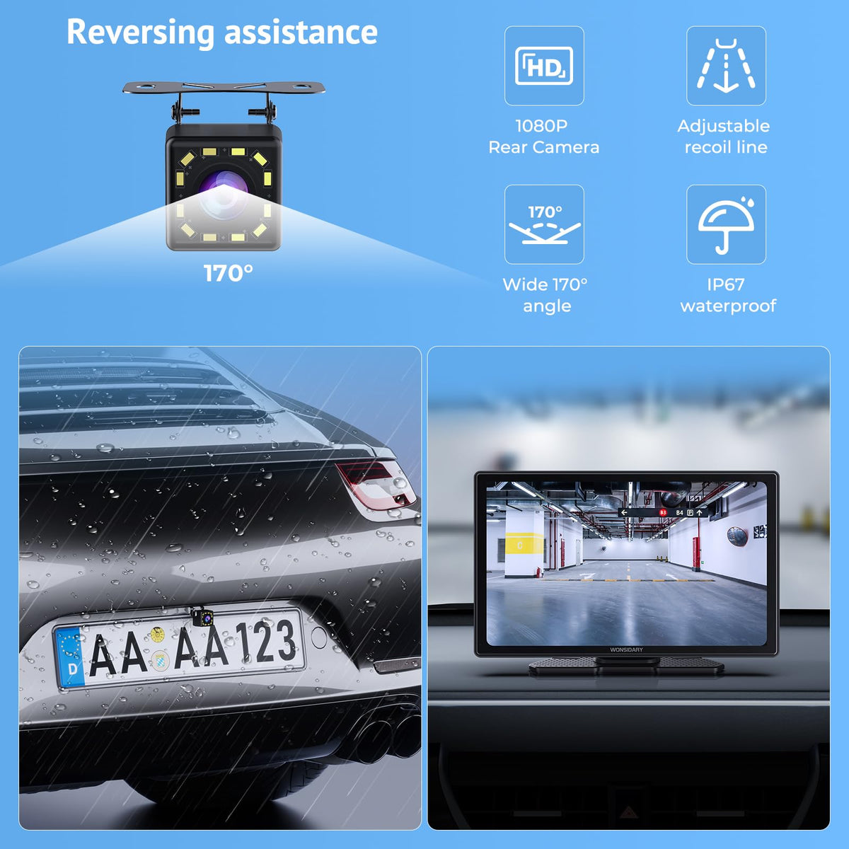 Wonsidary 9 Car Electronics Inch HD IPS Wireless Apple CarPlay Android Auto NEW