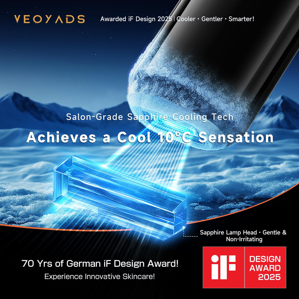 Veoyads Salon-Grade IPL Laser Hair Removal Device Ice Cooling System DEMO